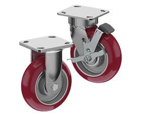 CasterDepot Ergonomic, Top Plate Casters - Poly On Aluminum Wheel - Capacities Up To 1500 Lbs.