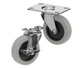 CasterDepot Top Plate Casters - Thermo-Rubber Wheel - Capacities Up To 110 Lbs.