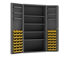 Heavy Duty All-Welded Bin & Shelf 14 Ga. Steel Storage Cabinets-HDC36484S6DS