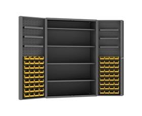 Heavy Duty All-Welded Bin & Shelf 14 Ga. Steel Storage Cabinets-HDC48724S6DS