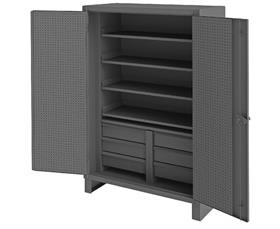 Extra Heavy Duty Cabinet With Pegboard Doors & Pullout Shelves-HHDCDP2448784SS6B95
