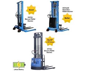 Pallet Stackers That Are Manual, Semi-Electric And Full Electric W/Adjustable Base Legs-HT15J