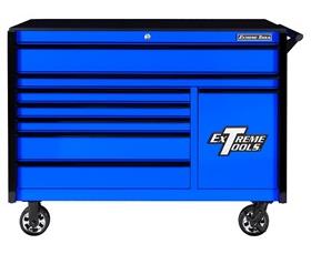 DX Series Roller Cabinet With Power Tool Drawer & Extreme Power Workstation® Hutch-HDX552508RCBLBK