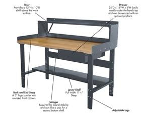 Heavy-Duty Adjustable Leg Workbench Accessories-HWBBR48
