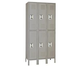 Double Tier Steel Lockers-H52123GRAY