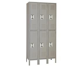 Double Tier Steel Lockers-H52523GRAY