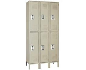 Double Tier Steel Lockers-H52523PUTTY