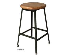 Industrial Shop Stools - Wood Seat-H30014GS