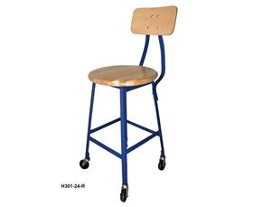 Industrial Shop Stools - Wood Seat With Backrest-H30120