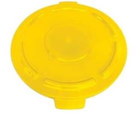 Crusader Round Trash Cans - Lids & Dolly-HCTCL32YELLOW