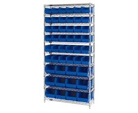 Chrome Wire Shelving Units With Ultra Bins-HWR10230240B