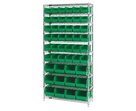 Chrome Wire Shelving Units With Ultra Bins-HWR10230240G