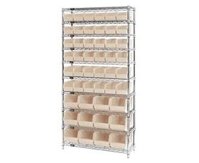Chrome Wire Shelving Units With Ultra Bins-HWR10230240I