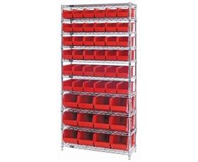 Chrome Wire Shelving Units With Ultra Bins-HWR10230240R