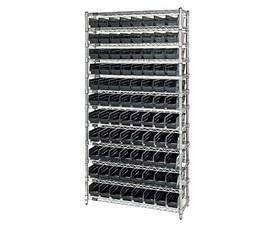 Chrome Wire Shelving Units With Shelf Bins-HWR12101BK