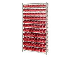 Chrome Wire Shelving Units With Shelf Bins-HWR12101R