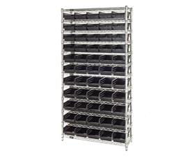 Chrome Wire Shelving Units With Shelf Bins-HWR12102BK