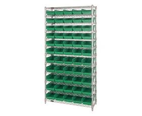Chrome Wire Shelving Units With Shelf Bins-HWR12102G