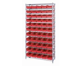 Chrome Wire Shelving Units With Shelf Bins-HWR12102R