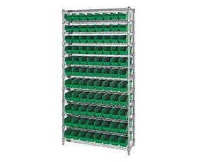 Chrome Wire Shelving Units With Shelf Bins-HWR12103G