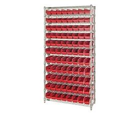 Chrome Wire Shelving Units With Shelf Bins-HWR12103R