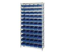 Chrome Wire Shelving Units With Shelf Bins-HWR12104B