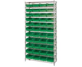 Chrome Wire Shelving Units With Shelf Bins-HWR12107G