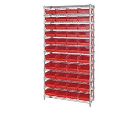 Chrome Wire Shelving Units With Shelf Bins-HWR12107R