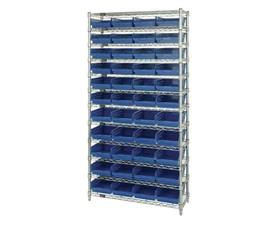 Chrome Wire Shelving Units With Shelf Bins-HWR12108B