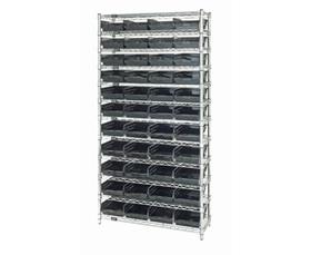 Chrome Wire Shelving Units With Shelf Bins-HWR12108BK