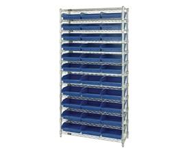 Chrome Wire Shelving Units With Shelf Bins-HWR12109B