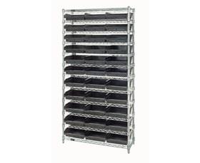 Chrome Wire Shelving Units With Shelf Bins-HWR12109BK