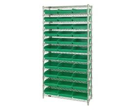 Chrome Wire Shelving Units With Shelf Bins-HWR12109G