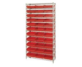 Chrome Wire Shelving Units With Shelf Bins-HWR12110R