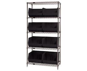 Chrome Wire Shelving Units With Ultra Bins-HWR5270BK