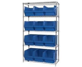 Chrome Wire Shelving Units With Magnum Bins-HWR5533B