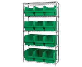Chrome Wire Shelving Units With Magnum Bins-HWR5533G
