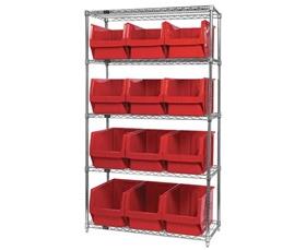 Chrome Wire Shelving Units With Magnum Bins-HWR5533R