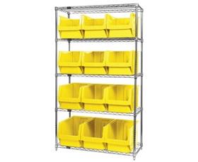 Chrome Wire Shelving Units With Magnum Bins-HWR5533Y