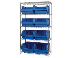 Chrome Wire Shelving Units With Magnum Bins-HWR5543B