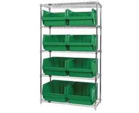 Chrome Wire Shelving Units With Magnum Bins-HWR5543G