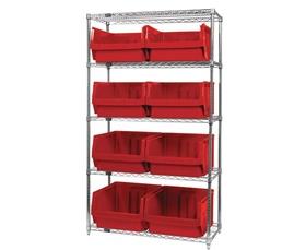 Chrome Wire Shelving Units With Magnum Bins-HWR5543R