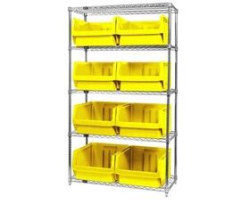 Chrome Wire Shelving Units With Magnum Bins-HWR5543Y