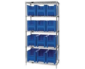 Chrome Wire Shelving Units With Giant Hopper Bins-HWR5600B