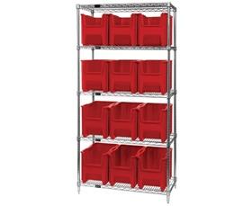 Chrome Wire Shelving Units With Giant Hopper Bins-HWR5600R