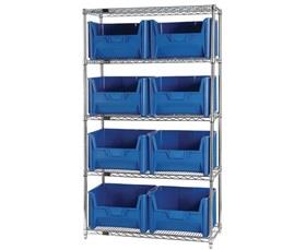 Chrome Wire Shelving Units With Giant Hopper Bins-HWR5700B