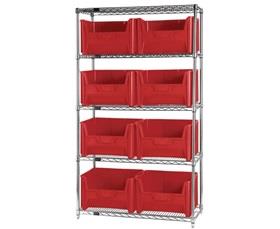 Chrome Wire Shelving Units With Giant Hopper Bins-HWR5700R