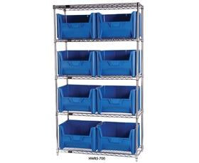 Chrome Wire Shelving Units With Giant Hopper Bins