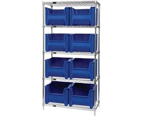 Chrome Wire Shelving Units With Giant Hopper Bins-HWR5800B