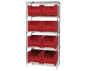 Chrome Wire Shelving Units With Giant Hopper Bins-HWR5800R